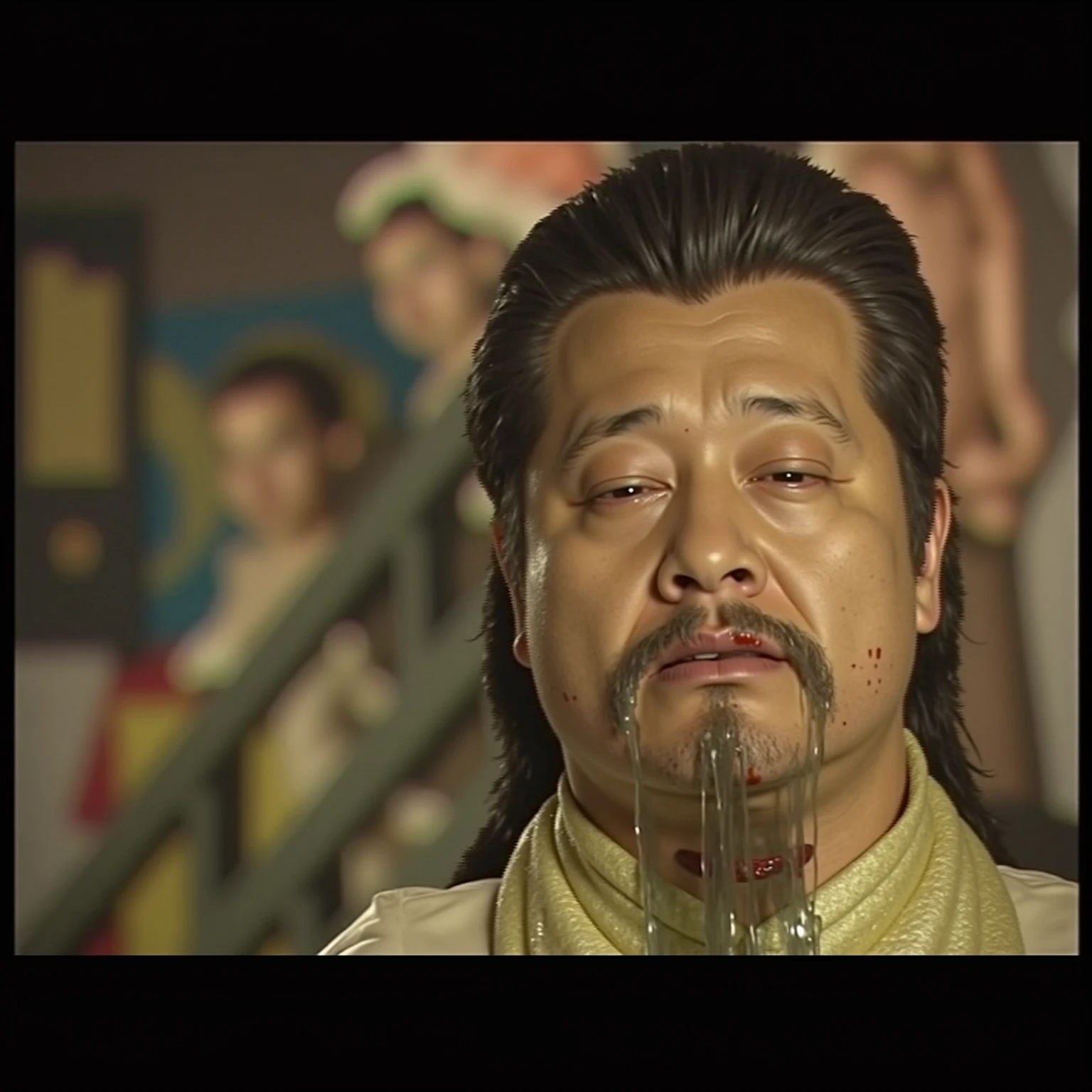 ((highest quality, 8K, Super detailed, : 1.3)),(Sanshiro Segata), (whole body), (middle aged male),(trembling effect motion lines with sexual climax),white bodice jacket,Lower body exposed,expression of agony,blush,sweaty,sweat vapor,Bukkake,NSFW, {perfect anatomy}, {extremely detailed}, {{masterpiece}}, {best quality}, {ultra-detailed}, {illustration},gangbang,orgy,gay,