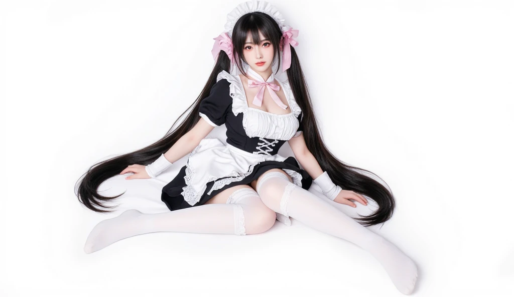anime - style image of a woman in a maid outfit posing for a picture, gorgeous maid, anime girl in a maid costume, seductive anime girl, a sexy maid in a magical forest, maid outfit, small curvy loli, beautiful alluring anime woman, [ 4 k digital art ]!!, guweiz on pixiv artstation