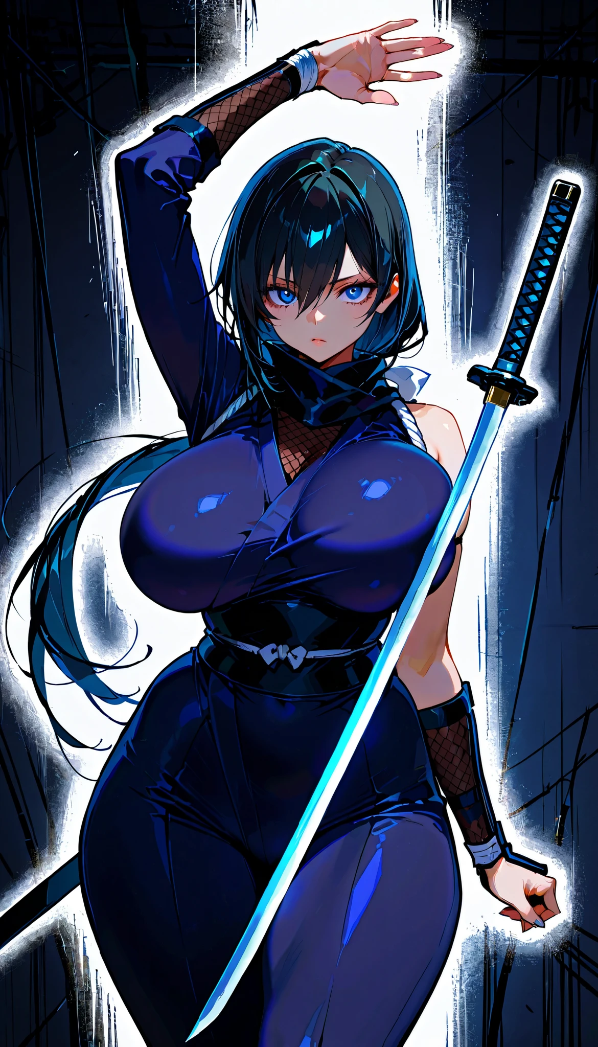 (((masterpiece:1.4, Best Quality:1.4, 8K,))), ultra high res, Physically Based Rendering, Portrait, ultra Beautiful Sexy Woman, Slender Body, 24yo, Detailed large eyes, detailed thin eyebrows, Highlights in the eyes, (long navy hair, bangs, big hair ribbon), Clear focus:1.2, Slender beauty:1.4, (((gigantic breasts:1.7, erect nipples, breasts exposed:1.3))), Slim abs, narrow waist, Clear facial features, (embarrassed:1.2, tears:1.4, open mouth:1.4, drooling:1.4), ((black turtleneck knit sweater, cropped:1.4, underboob:1.4, sleeveless:1.4)), ((BREAK, pencil micro miniskirt, skirt lift:1.6)), spread legs wide, ((beautiful pussy exposed:1.6, pubic hair:1.6, cum in pussy:1.3)), (transparent black lacy stockings:1.2), ((simple dark background:1.4, starry skies, golden glitter:1.2)),