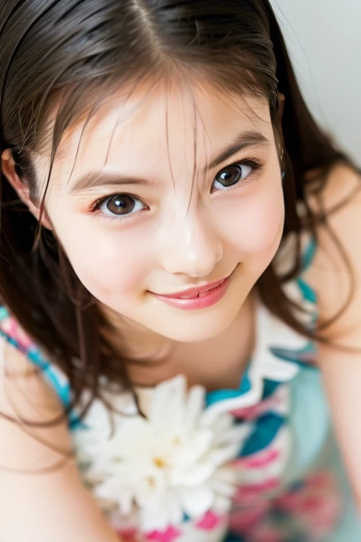 (Highest quality), (Beautiful 14-year-old junior high school girl、Japanese girl), (Moisturized lips), Narrow eyes, double eyelid, Delicate clavicle, Flat Chest , underdeveloped udder, Excited expression、Ecstasy face,Sit on the floor with your legs spread, Professional Lighting, (Petite figure), (Sunburned skin: 0.2), Full body photo, Full Body Focus、A fine honor student、Slender body、(She's completely naked under her navy blue blazer uniform.:1.5)、Boyish ultra-short hair、Stylish white bedroom、Ribbon on chest、Sweep all your hair back、Completely naked、Holding up her skirt with both hands、You can see inside her skirt、