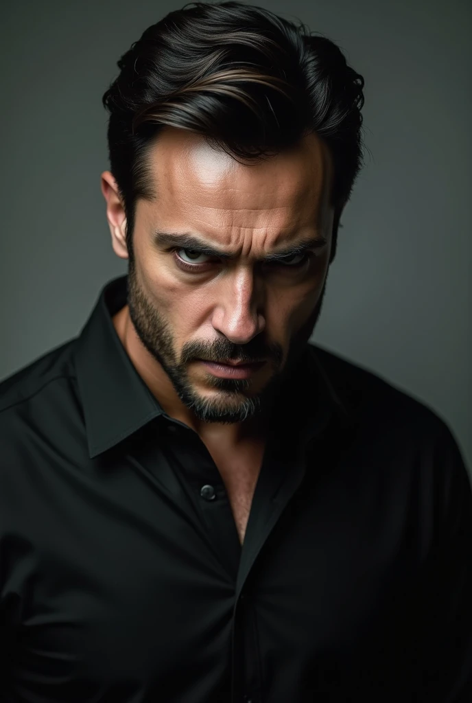  man, dark shaped eyes, short black hair