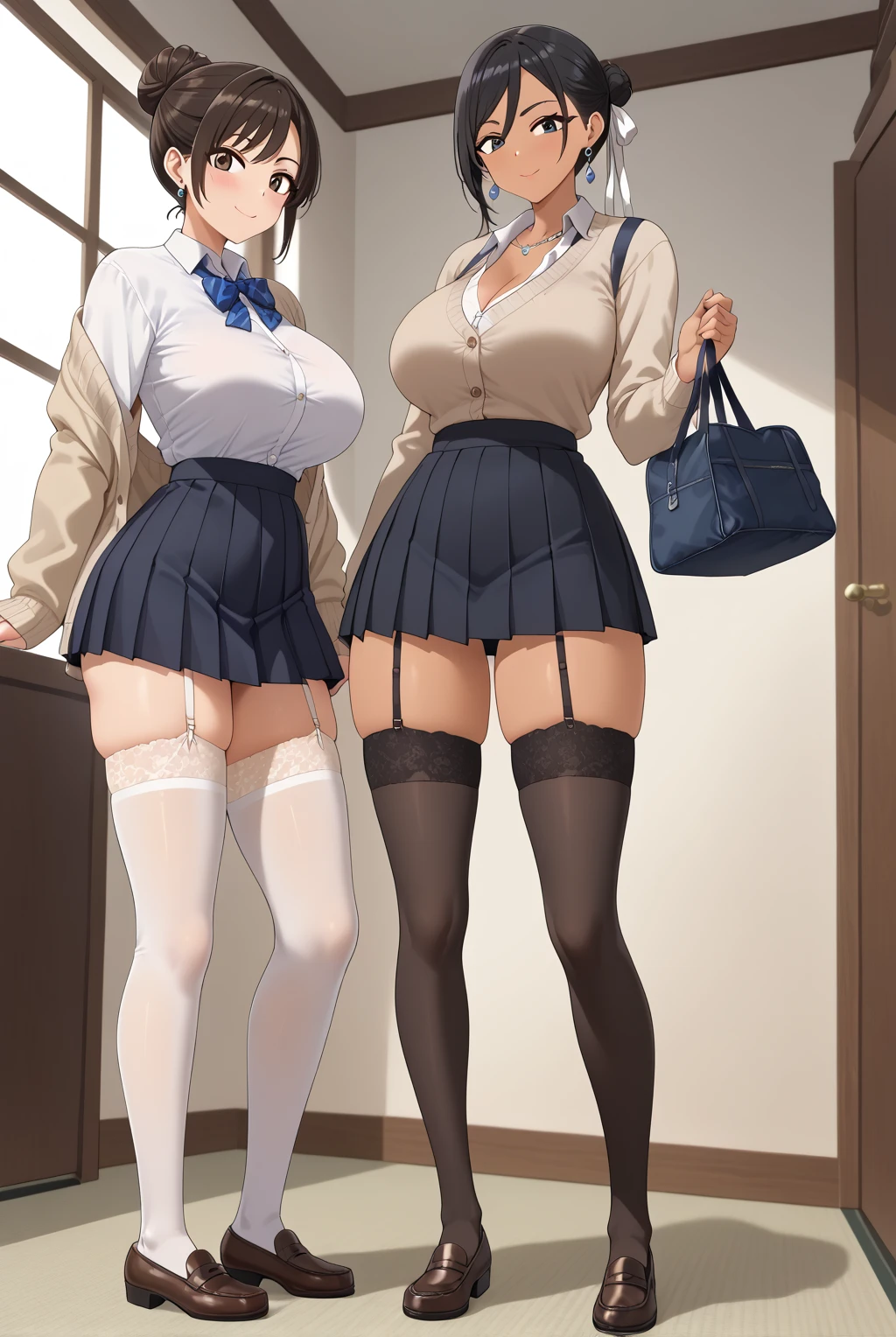 ((1 girl))、smile、shirt、のskirt、、(small breasts:1.5)、chiralism、blonde、()、(黒いskirt:1.3)、bow, button, 襟の付いたshirt, long sleeve, マイクロskirt, プリーツskirt、(Jacket)、(cardigan:1.3)、 skirt, socks, thighs, 白い shirt, ((classroom:1.5)),(skirtを掴む:1.5)、 (perfect hands, perfect anatomy),cowboy shot、(skirt lift:1.3),(highly detailed white panties:1.3)、(highly detailed panties:1.3)、、(skirt that rolls up:1.3)、(fully exposed panties:1.5)