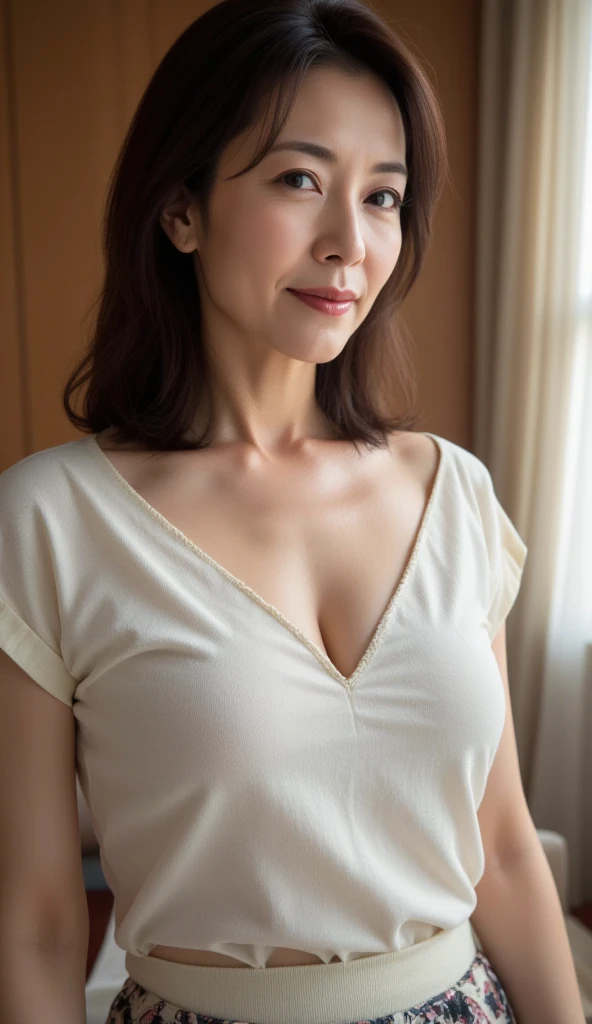 masutepiece, high-level image quality, brightened light, A MILF, ??????, Staring at this, Frontal perspective, 65 years old, saggy Colossal tits,