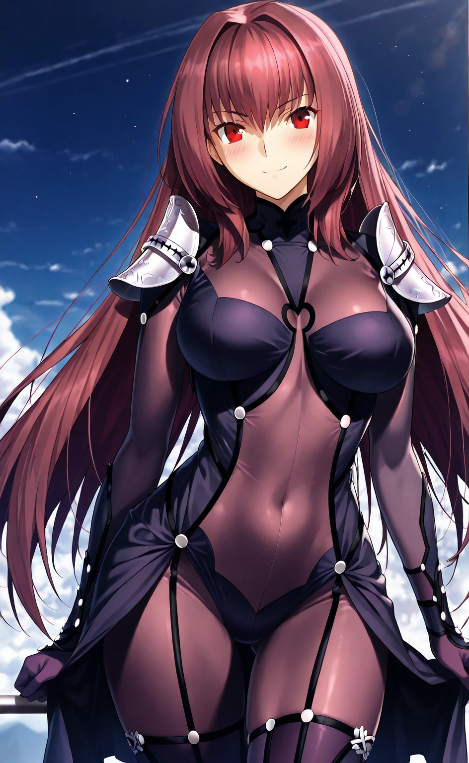 masterpiece, best quality,1girl,scathackl1, bodysuit,(white armour:1.2),(kbxll:0.6)
