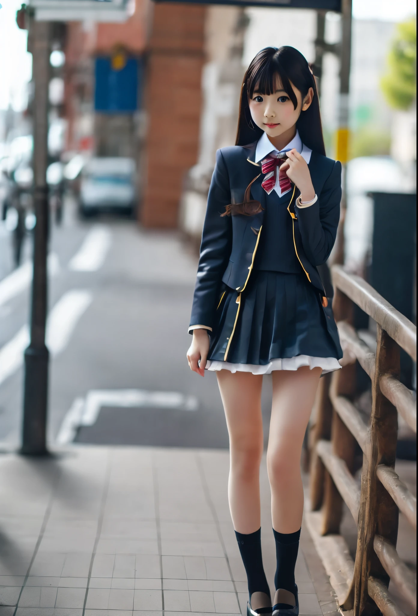 Girl in school uniform 、miniskirt、black pumps