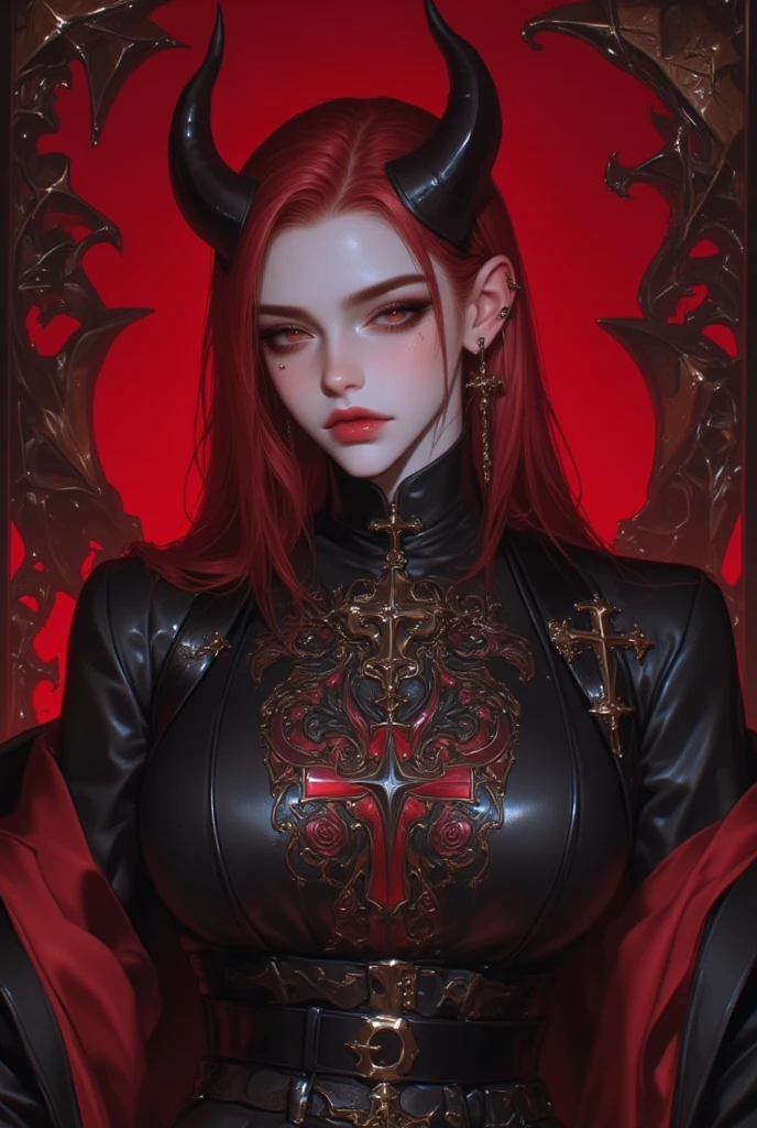(satan), (satanist), (devil), (hell), cleavage, hijabi, Absurd, ultra-detailed, high quality, masterpiece, detailed face, beautiful eyes(detailed eyes)