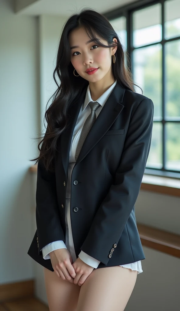 (((32ｋ,high detal,high-detail、​masterpiece,Attention to detail,full body Esbian,solo))),Raw photo & realistic atmosphere,beautiful dark blue eyes,Detailed mouth,Glossy lips,Detailed eyebrows,Eyes drawn in detail with soft white skin that shines in every detail、azure eyes,Very beautiful eyes,Detailed lips、Very beautiful face,Very well-formed face、Lifelike face,shiny beautiful lips, Realistic Young Gravure Idol, very beautiful school girl, , Young Sensual Gravure Idol, Young Gravure Idol, Beautiful and cute mature１6 year old ,the whole body is wet,dripped out,with a flushed face,Incredibly beautiful, sexy and classy１6-year-old girl,semi-long brown shiny hair,Hair is wet,Dripping water,dripping,(Looking at the camera：1.4）,（darkness,Very dark,Use a flashlight to illuminate a subject in a pitch-black classroom with no light：1.7）,（A sexy,Healthy toned body,High Detail Hi-Vision Hi-Vision Japan HDTVblackHDTVhi-VisionBlack Hi-VisionBlack Hi-Definition Hi-VisionBlack Hi-Definition Hi-Definition Uniform,medium shapely breasts,,Mature body, I'm anxious and about to cry,Moist eyes,cold smile,glareing,The glaring face is also beautiful,High-resolution arm,,high-definition fingers,：1.5）,（The chest of the uniform is open,Sitting upright in black and red classy high school girl uniform wearing black pantyhose and sexy legs and lifting skirt in shame：1.7）