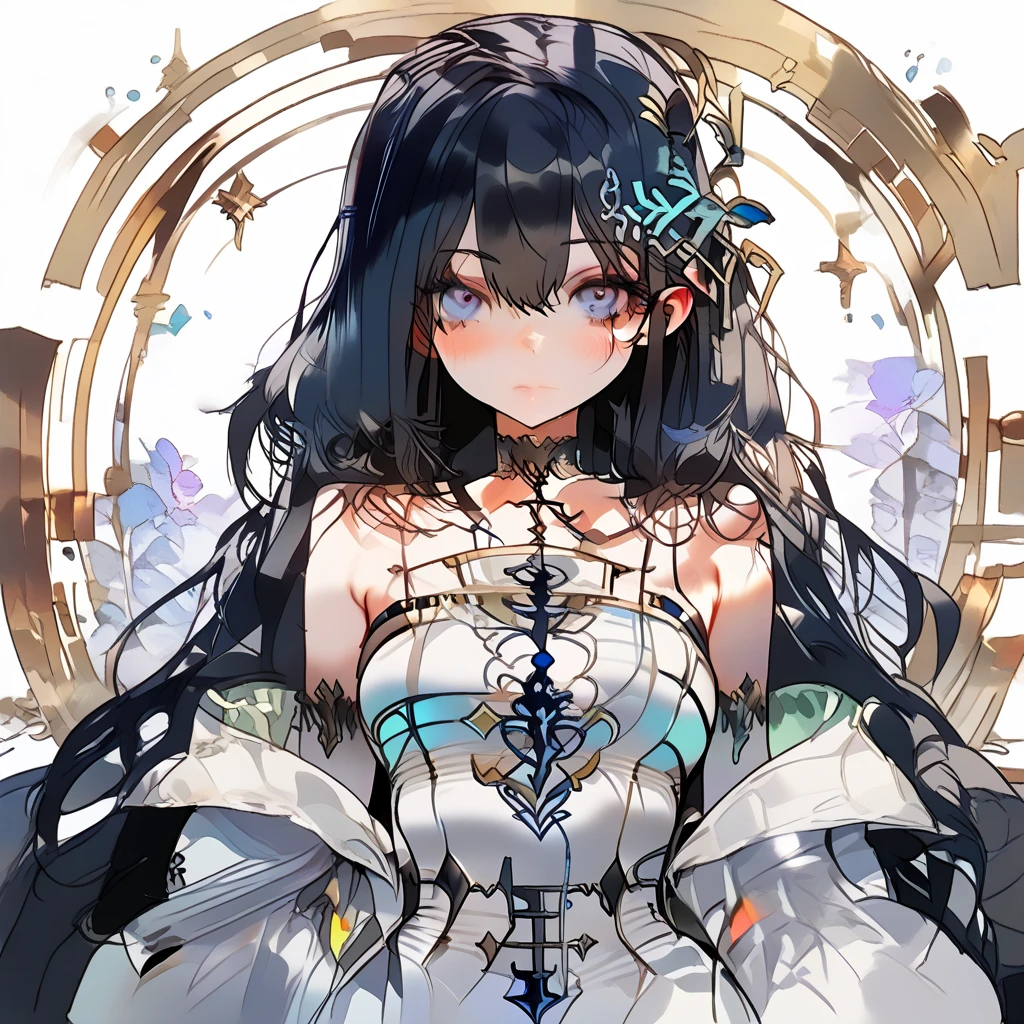 ,beautiful flower々)、Medium chest、 (masterpiece, Highest quality), Official Art, beautifully、aesthetic: 1.2), (1 girl), Very detailed, (Geometry Art: 1.3), colorful
