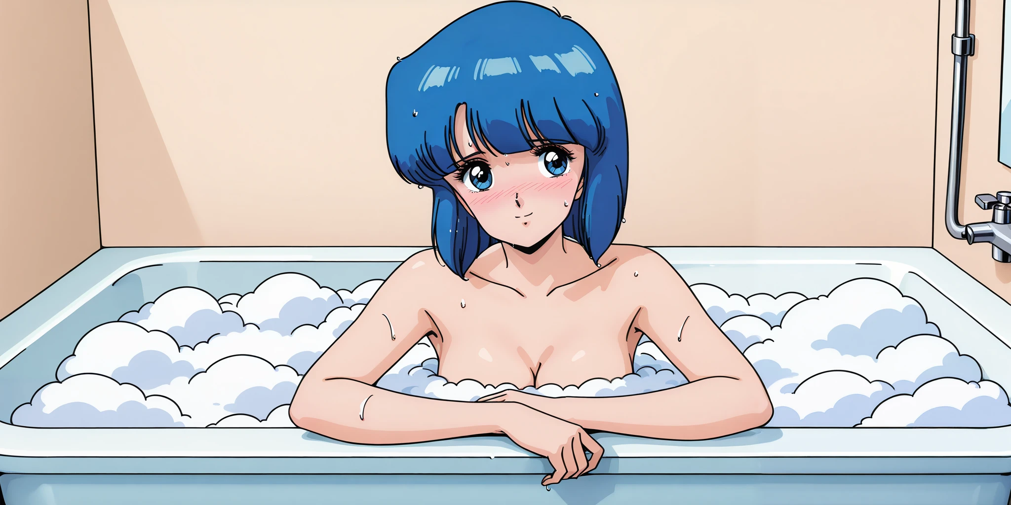 1girls, masterpiece, highest quality, disorganized, retro artstyle, 1980s \(style\)))), look viewer, (((Taking a shower in the bathroom))), (Madoka Ayukawa, long hair, full nude), (((fll nude))), knee shot, full blush, (((no Panties))),, Take a look here, (((nsfw))), view audience, short hair, 2girls, nsfw, Genitals are visible, (((See here))), nsfw, (Japanese girl showing off genitals:1.1), look viewer, hands on knee, cameltoe,