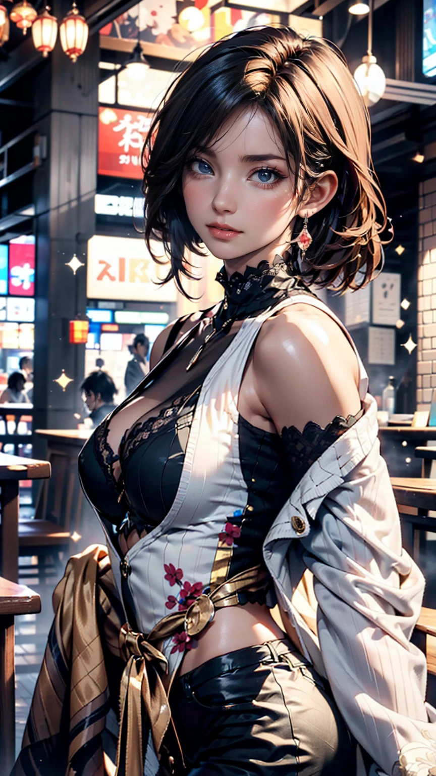 
((Highest quality)), ((masterpiece)), (detailed), ((Highest quality))、RAW、4K、High resolution、Perfect Face, Japanese、28 years old、female、short hair、Bob Hair、light light brown hair、Earrings、necklace、Large Breasts、Cleavage、Perfect Anatomy、Anatomically correct body、