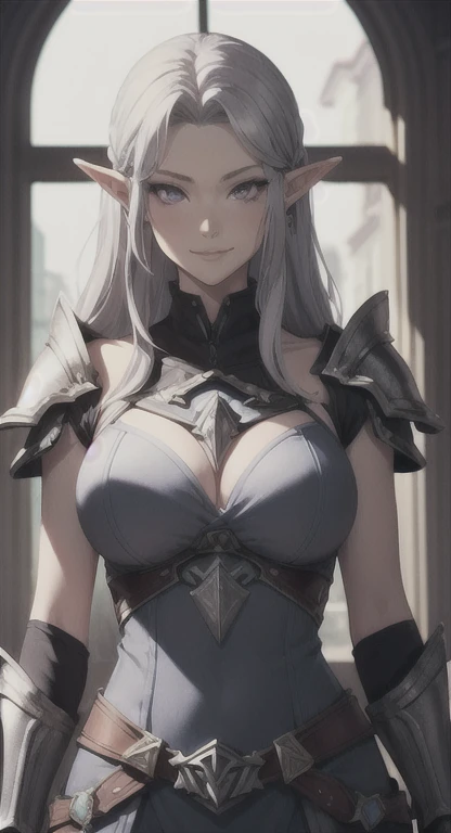woman, Severe, (nipples), Warrior, armor, elegant, Pink Dress, aristocratic, silver element, Long nails, Exposing shoulders, Hairstyle, Put your hair up, Braids and ponytails, Messy, arrogant, Absurd, detailed dress, Royalty, celebration, Hall decorated with flowers, Cowgirl position, Portraiture, (highest quality), (masterpiece), (Very detailed), (4K)