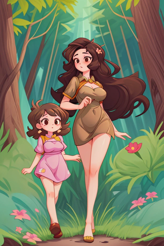 (masterpiece, best quality:1.2), OverallDetail, (extremely detailed eyes), ((4girls nude)),completely nude, topless, upper body, walking, backpack, joy, curly pigtails hair, detailed eyes, pussy, (pubic hair:1), (smile:1), big breasts, forest,