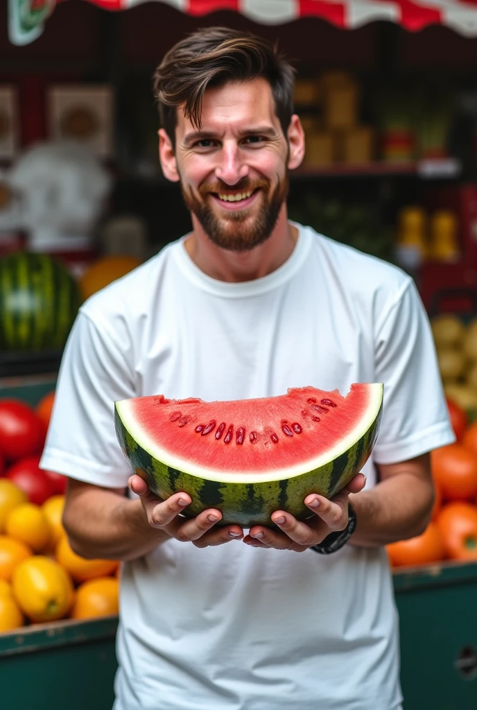 Photo with healthy food and a strong man