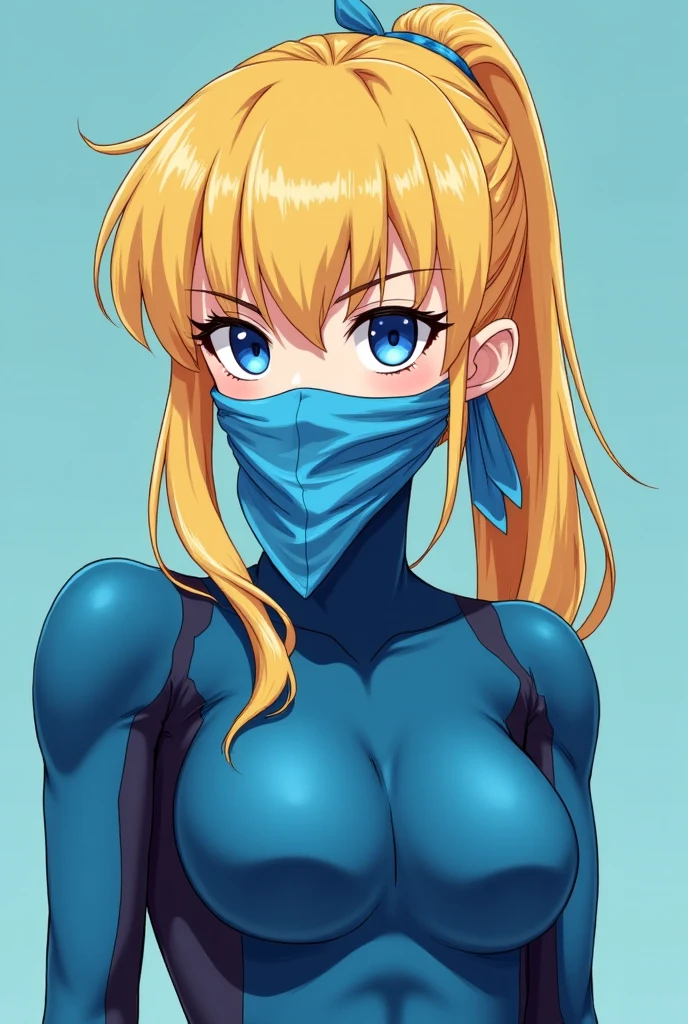 Bubbles from Powerpuff Girls as a Violent Mature Themed Action Anime, blonde pigtails:1.4, ecchi battle damage and wear, Damaged and Ripped clothes, large bouncy breasts:1.2, blue and black clothes, nsfw rips in clothes