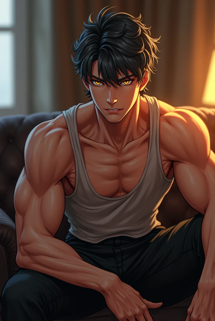 "(best quality,highres,masterpiece:1.2),ultra-detailed,realistic,portrait,Gray Fullbuster,[sitting on a bed],[muscular body],[looking at the viewer],[holding a teddy bear],bedroom scene,[intense gaze],[dark atmosphere],[gray color scheme],[soft lighting],[fine textures],[strong presence],[detailed bedroom decor],[subtle shadows],moody,emotionally charged"