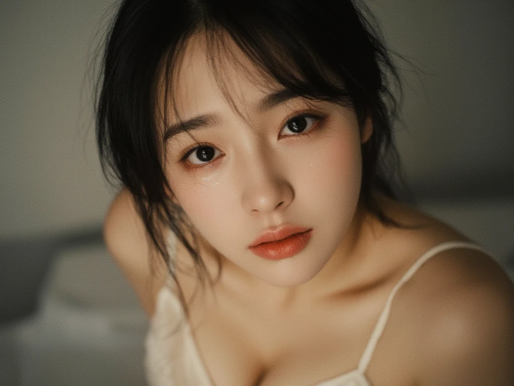 (Raw photo:1.2), (Photorealistic), Beautiful detailed girl, Very detailed eyes and face, Beautiful detailed eyes, Huge file size, High resolution, Very detailed, Best Quality, [masutepiece:1.6], Illustration, Very detailed, Fine detail, Best Quality, 8K Wallpaper, Movie Lighting,15 year old schoolgirl, Low-cut neck shirt, Mini skirt, Show off , (White ruffled bra), Schoolgirl, downbrouse, on train, (Peeking from behind), Top-down angle, tiny chest, Loose T-shirt,downbrouse, Loose T-shirt, Leaning forward