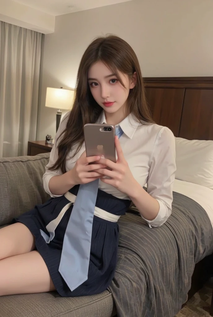 (8k), (highest quality: 1.2), (Realistic), (Realistic: 1.37), Ultra-high resolution, 1 girl, cute, smile, Mouth closed, Beautiful details, Beautiful Nose, Wet Hair, Giant Dulcefo, pork, Thighs,Selfie,University Student Uniform,A simple blazer,Pleated skirt,Are standing,Opaque tights,(8k), (highest quality: 1.2), (Realistic), (Realistic: 1.37), Ultra-high resolution, 1 girl, cute, smile, Mouth closed, Beautiful details, Beautiful Nose, Wet Hair, Giant Dulcefo, pork, Thighs,Selfie,University Student Uniform,A simple blazer,Pleated skirt,Opaque tights,bed,Spread your legs ,Skirt Lift, From above