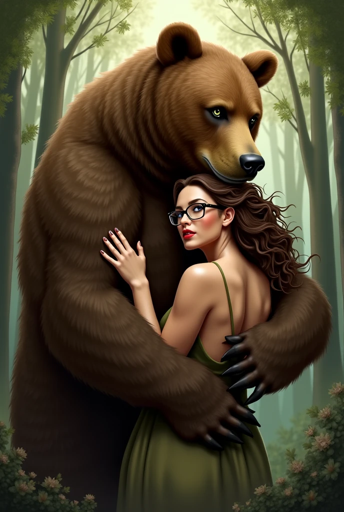 A male bear and a female bear naked in the bush both sexes