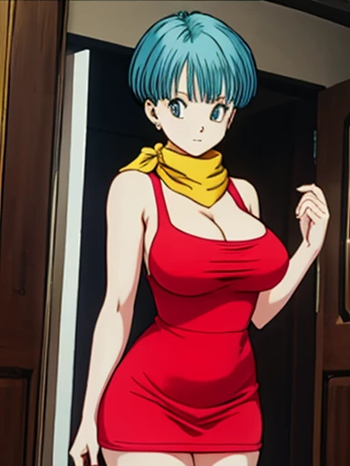 masterpiece, best quality, best quality, (perfect lighting:1.4), (lifelike), perfect anatomy, perfect face, perfect eyes,
bulmadbzreddress, aqua hair, Bulma holds her panties , erotic , Tempting , Big breasts , sexy thighs , NSFW