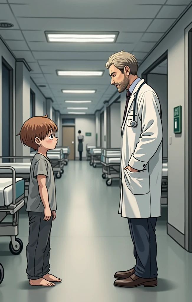 A young boy walking into a hospital sick and the doctor surprised