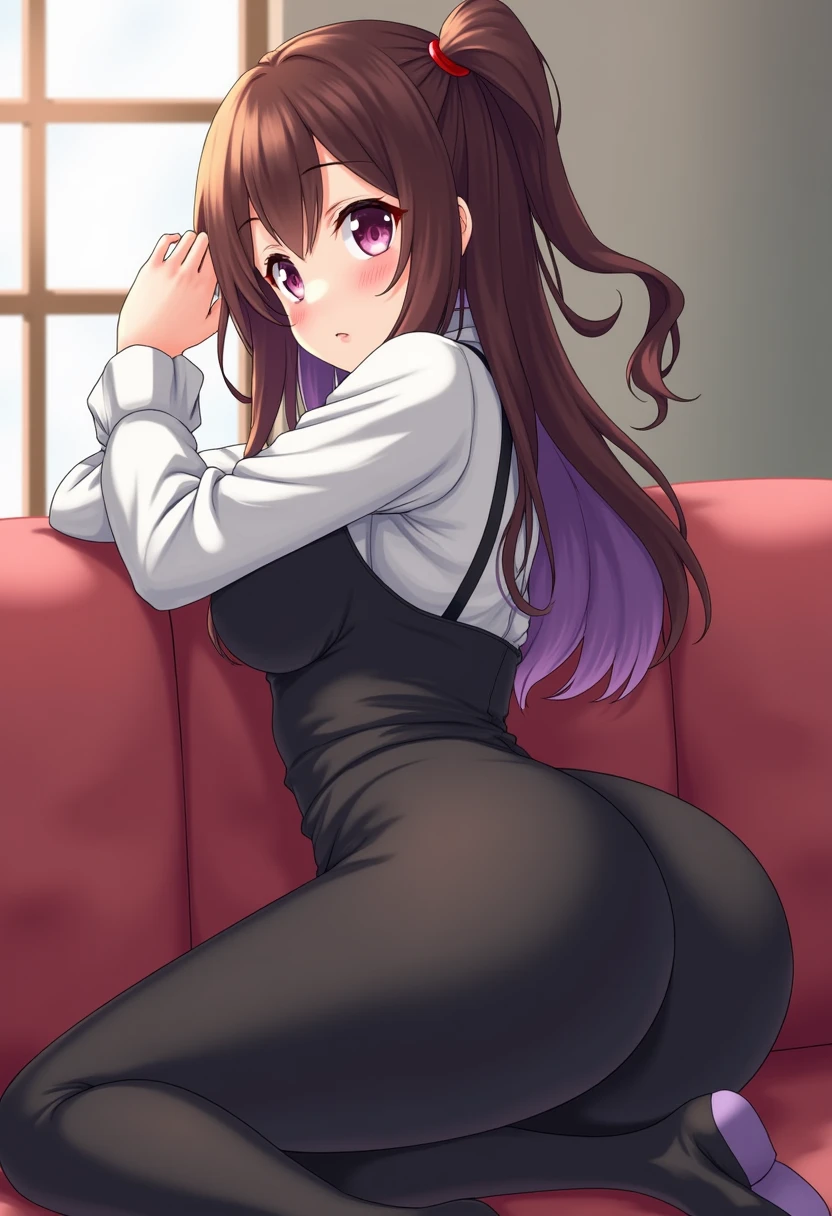 Plump thighs、On the back、おAssを突き出す、おAss、Ass、Best image quality、High resolution、masterpiece、super high quality、very short pleated skirt、おAssをこちらに向けている、おAssの撮影、Black and white lace bra、black and white lace panties、とても大きなおAss、おAssが大きすぎる、Low Angle、Blushing、4K quality、Thick thighs、大きなおAss、Wearing black knee socks、Pubic hair growth、Shooting from below、Blushed、Big Breasts、Embarrassed face、You are tempting me、Photo studio、Assを見せる、Show off your hips、On the bed、On all fours、Horse Pose