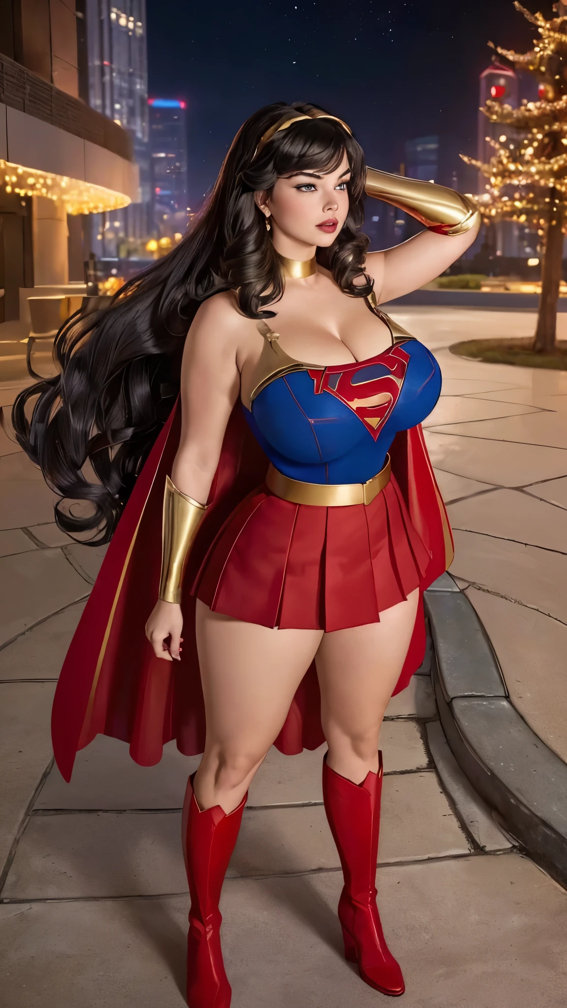 araffe dressed in a red dress and a red cape, dressed in a beautiful red cloak, thicc, bbwchan, mighty plump female sorceress, fully clothed in red robes, giant stunning goddess shot, japanese goddess, bright red cape on her back, oppai, with cape, wearing a red cape, red cape, red cloak, bbwchan. Thigt clothes,