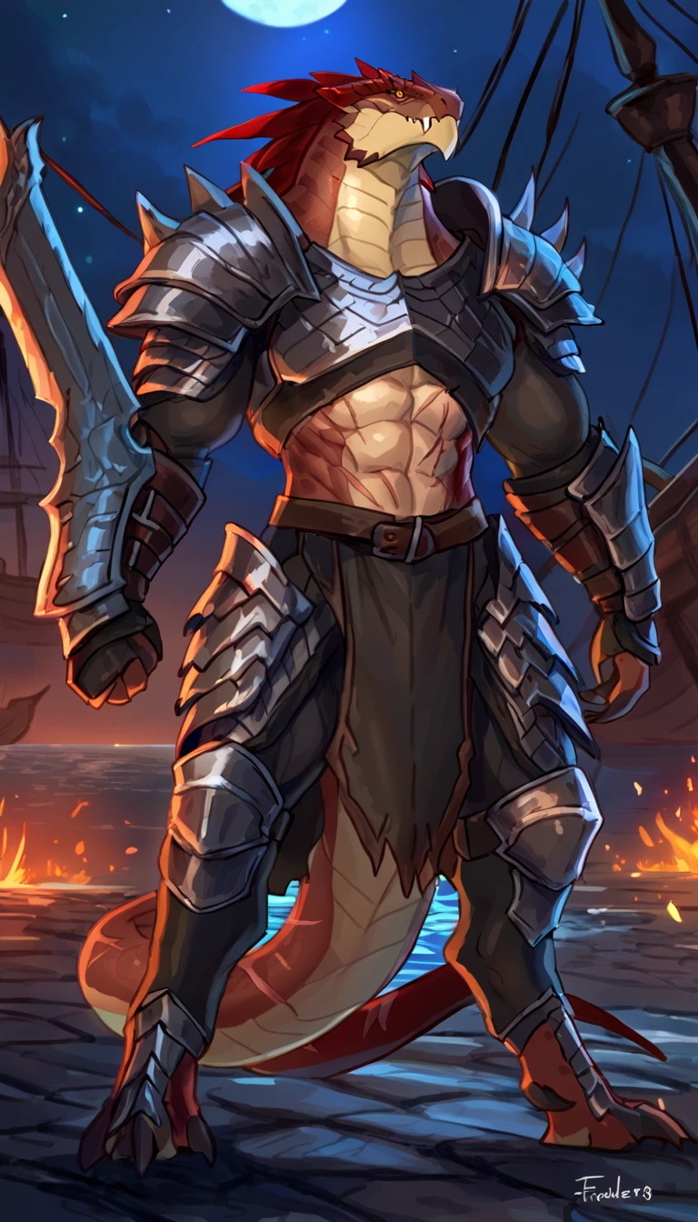 Muscular lizardfolk, solo, anthro lizard, detailed skin, strong - SeaArt AI