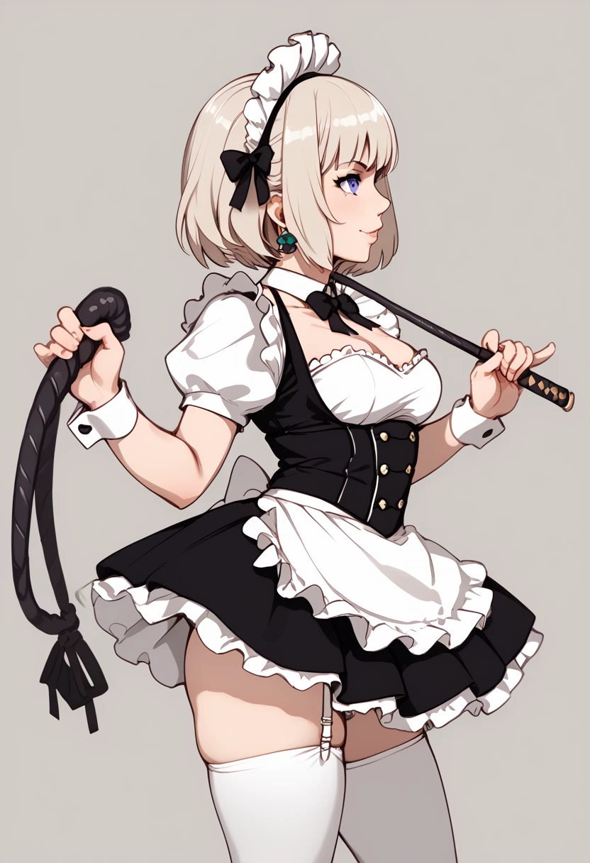 1ramgirl, short fluffy white hair, hair covers eye, ram horns, Victorian, freckles, big butt, nun, blushing, long skirt