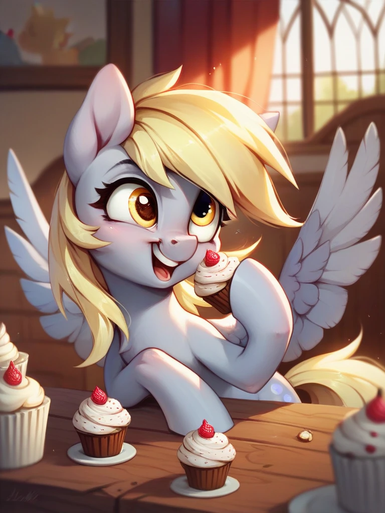 safe, solo, surprise, mare, pegasus, pony, cute, bipedal, (🎉:1.35), artist:t72b, 21