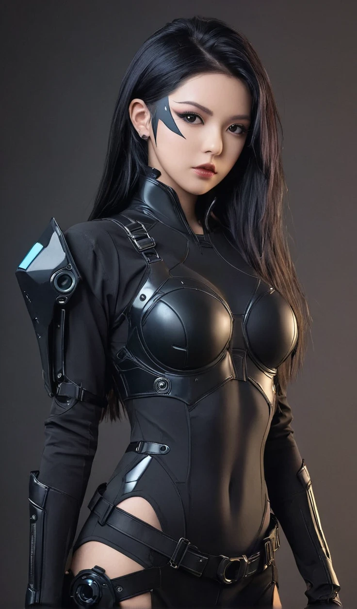 Best image quality, Great details, Ultra-high resolution, (realism: 1.4), Best illustrations, Favorite Details, Very condensed one girl, Delicate and beautiful features, Wearing a black and green mech, Wearing a mecha helmet, Hold the directional controller, Riding on motorcycle, The background is a futuristic city high tech lighting scene.