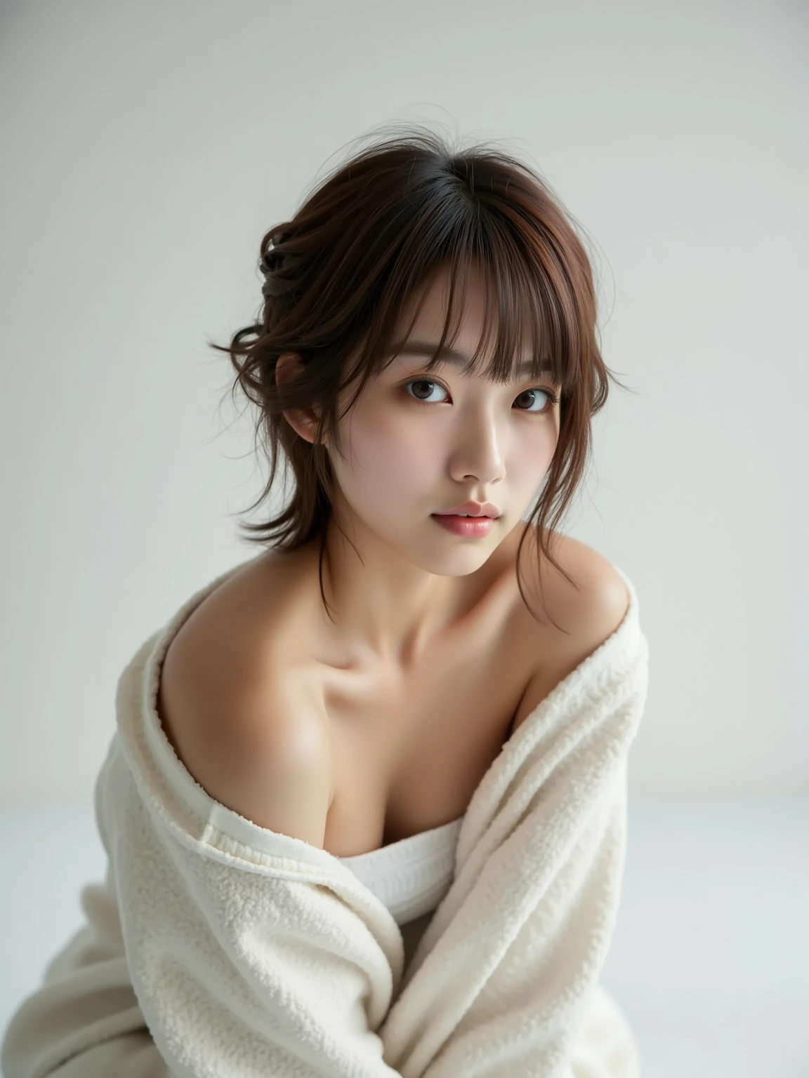 randome pose、mix4、(8K、Raw photography、top-quality、masterpiece:1.45)、(realisitic、Photorealsitic:1.37)、one girls、cute little、Cityscape、natta、Sateen、Wetty、profetional lighting、photon maping、Radio City、physically-based renderingt、Gradient black hair、white hair、short curly hair、a handsome、girl with、Tight T-shirt、pale-skinned、top quality photo、hight resolution、1080p、(clearface)、(Detailed face description)、(Detailed hand description)、 (masterpiece), (Exquisite CG), extreme light and shadows, dishevled hair, masterpiece, lush detail, (Fine facial features), (Highest Quality Photos), (masterpiece), (finely eye), Look in front of you, Fine clavicle, (Colossal tits:1.47),