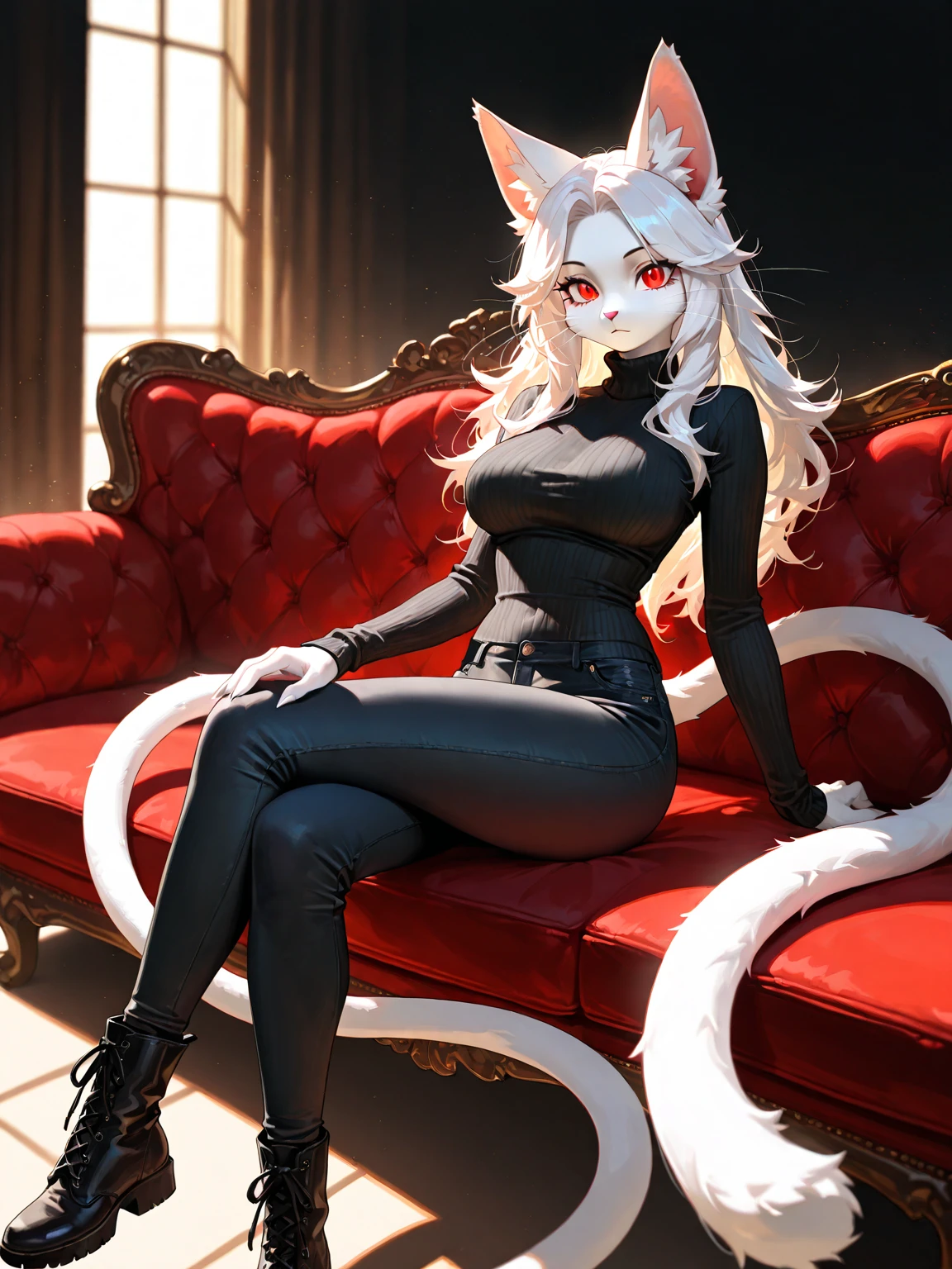 high-level image quality、masterpiece、8K、accuracy、Galaxy Express 999(Maetel)、A MILF、Full body like、Very very long blonde、Waist-length blonde、bouncing hair、Bright golden eyebrows、very long golden eyelashes、dual、Small eyes、Prone eyes、Sad eyes、Cobalt blue eyes、sharp eye、Mysterious、Mysterious Beauty、demagoguery、poisonous mist、Ripe body、Slender body、Black fur coat、Mokomoko Court、While undressing、Black bra、Black panties、nursing、Udder visible、medium udder with firmness,,、bath room、unwear、in a house