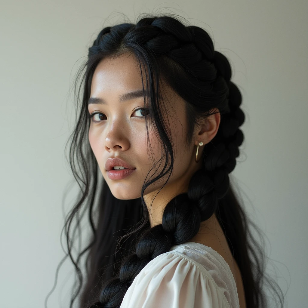 photo of a woman, Vietnamese, braids in elaborate updo, economist