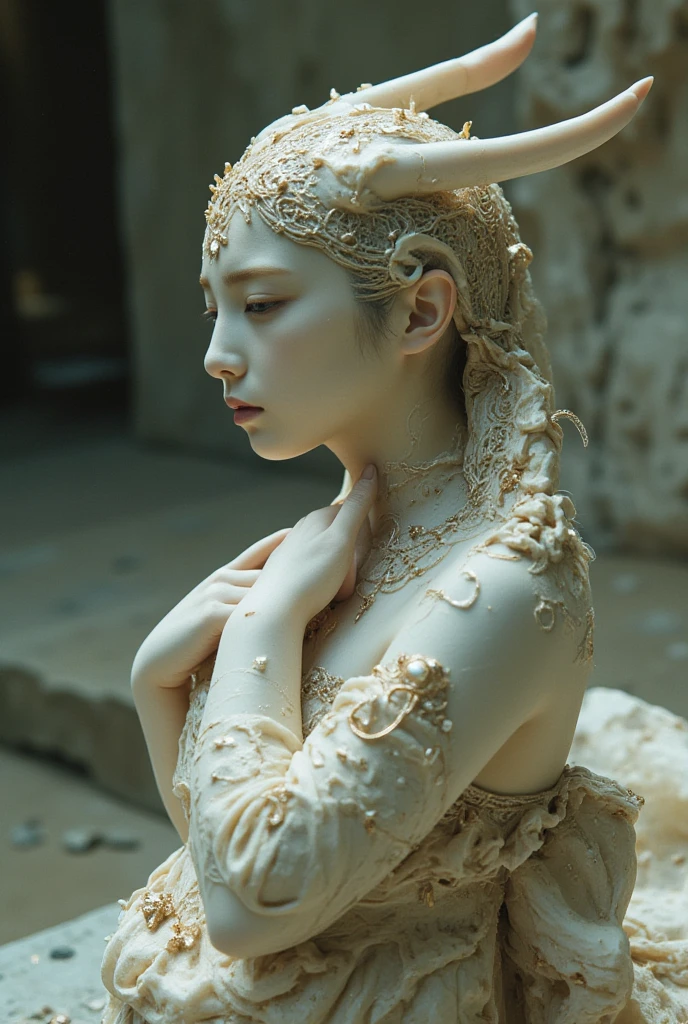 1girl in, surrealism, Verism, nffsw, Anatomically correct, Textured skin, masuter piece, high details, awardwinning, hight resolution, 8K,Unevenness of the skin,20yr old,