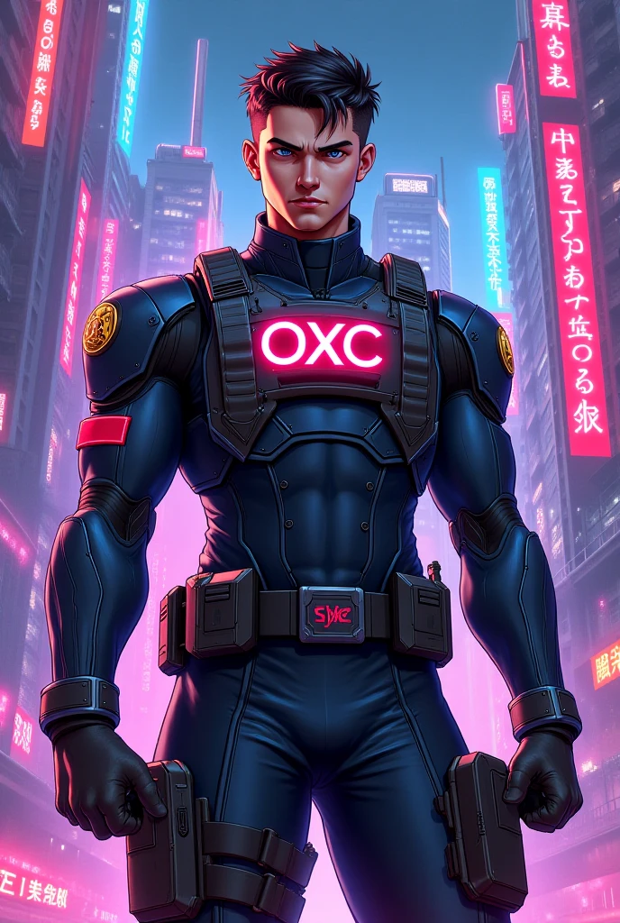 Soldier written on the chest OXC anime style - SeaArt AI