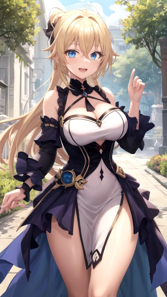 anime illustration、Nasty Gal、Platinum blonde loose perm、Castle ruins in a valley with a large waterfall、Ethnic patterns、1 person、anime coloring、full nude、close-up of a person、huge boobs、thighs、Archaic Smile、exposing nipples、expose one's genitals