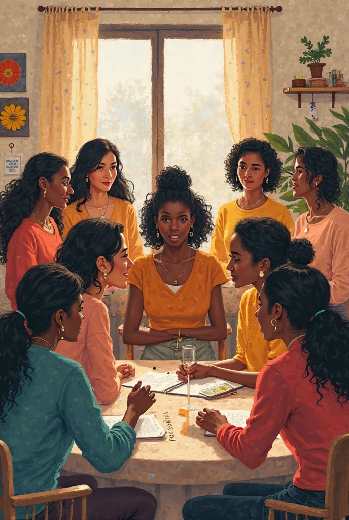 Black Teachers from any origins,costumes and sex gathered as one hand in hand with on their t-shirt and a board behind them the inscription ENGLISH TEACHERS'CORNER around a round table