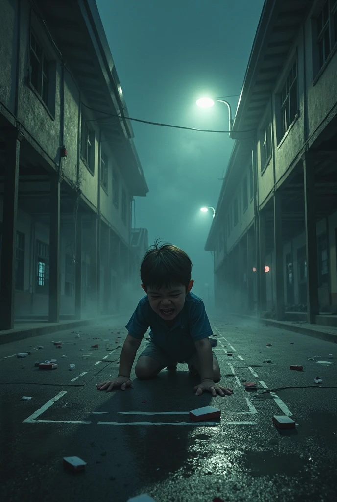 Boy fall down scary