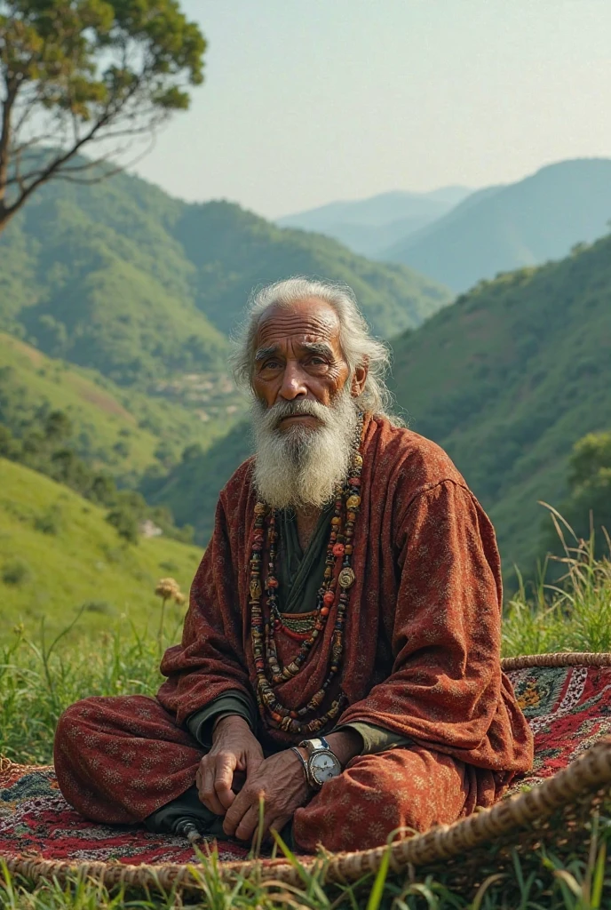 Colombian indigenous person venerating nature