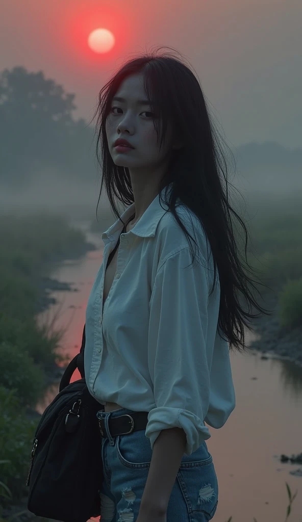 une femme a les mains liées、Mains derrière le dos、mains croisées à la taille、(((Ses poignets sont enveloppés de corde)))、beauté、20Talent、étudiant à l'université、Debout sur une colline la nuit、There are a lot oF trees、BeautiFul night sky、Il y a beaucoup d'étoiles、Un vent fort souffle、Porter un chemisier à manches courtes、porter une minijupe、UniForm eyes、Bien proportionné、Corpulence moyenne、petit buste、(I can see From head to heel), cheveux noirs, frange, swept frange, Cheveux raides, nerveux, Les cheveux en désordre, Floating hair, Éclairage cinématographique, tachi-e, First-person view, Point de vue, From behind, F/1.2, Nikon, Surréalisme, UHD, Meilleure qualité, haute résolution, 8k, peau texturée, Anatomiquement correct