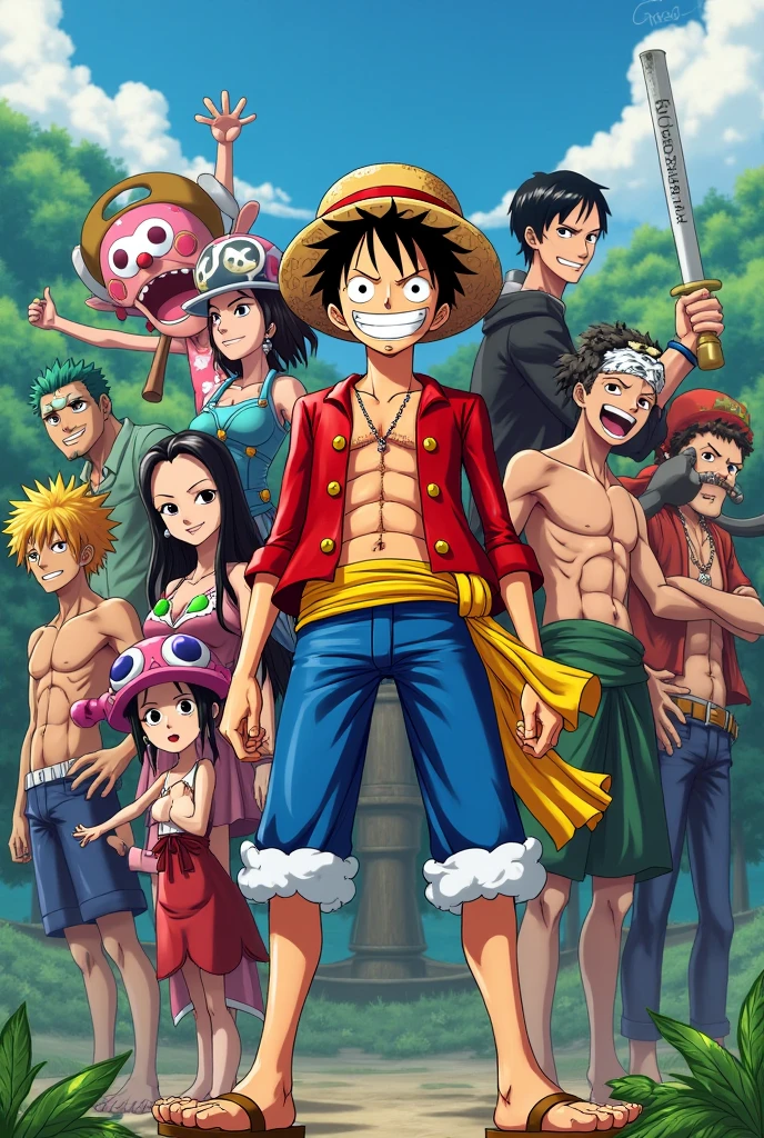 La palabra English class con tematica de one piece