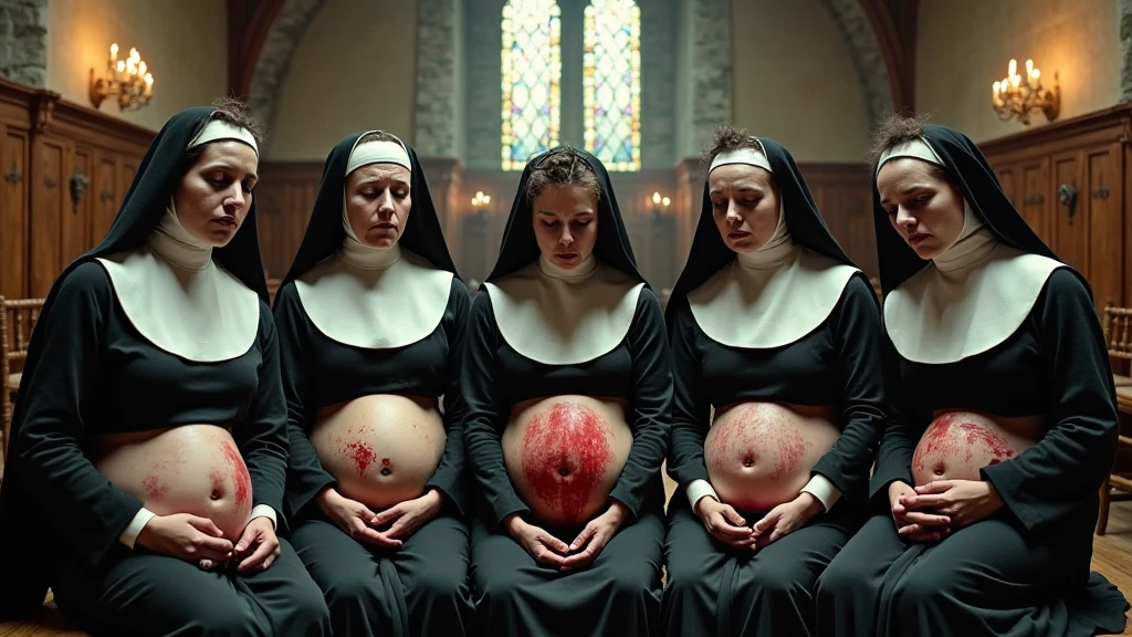 2girl, twins, both pregnant, kissing each other, both naked, both nude, both no clothes, both no underwear, both no pubic hair, both very large breasts, both flat medium length hair, both looking up at me, both are squatting shoulder to shoulder, both girls are spreading their legs, both girls genitals are exposed, both have milk dripping from breasts, both have lactating breasts, both girls are smiling with pleasure, photo taken from my perspective, photo zoomed out, at noon, in a church full of people, extremely detailed faces, extremely accurate faces, very high quality, many people in background, large crowd in background, people standing in background, two men are next to them, both men are nude with very large penises, both penises are spraying white cum on the girls breasts
