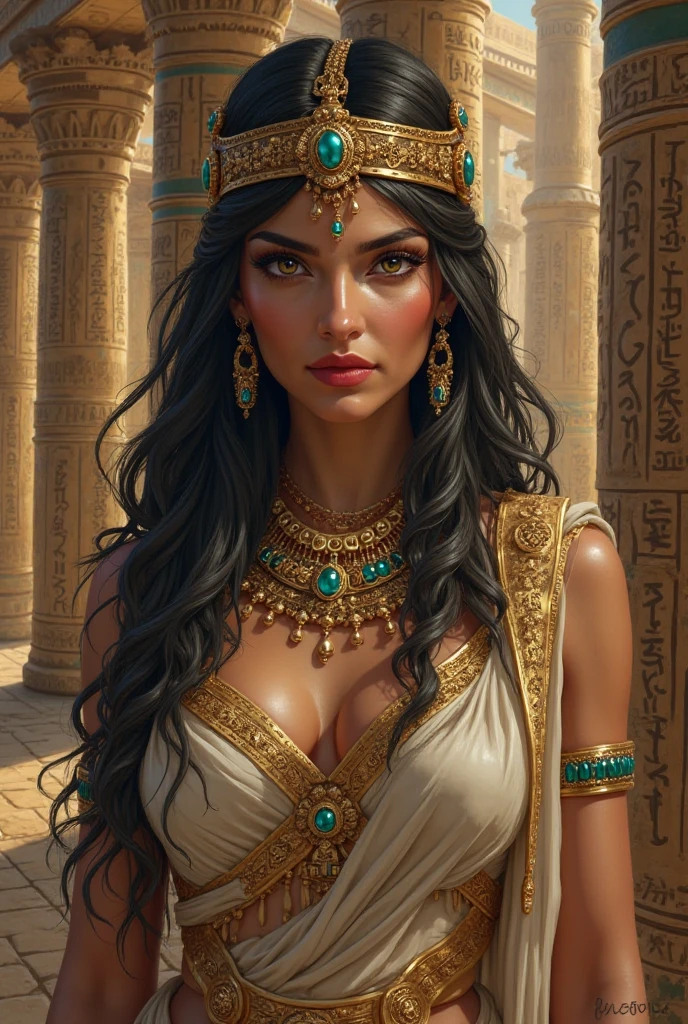 Cléopâtre, reine d'Égypte, Femme mature chaude, très enceinte, une peau de serpent, sexy , corps maternelle, Égypte antique, grosse poitrine, un temple égyptien,robe rouge et maron couleur sable, moule le corps, vêtements transparent, de long cheveux noirs raide , orné de nombreux bijoux enceinte de quintuplé, poitrine gonflé qui ejecte du lait, dents serpent visible, sourit, avec des yeux doré, pupilles reptilienne, femme serpent, gorgone.