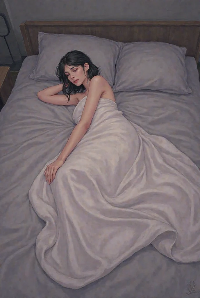 painting of a woman laying on a bed with a white and blue dress, wlop jeremy lipkin, ross tran 8 k, artgerm julie bell beeple, james jean and wlop, wlop art, rhads and lois van baarle, art of wlop, wlop |, artgerm and james jean