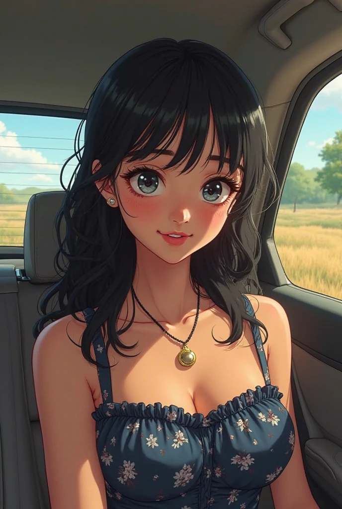 woman,gigantic cleavage breasts,dual horsetail