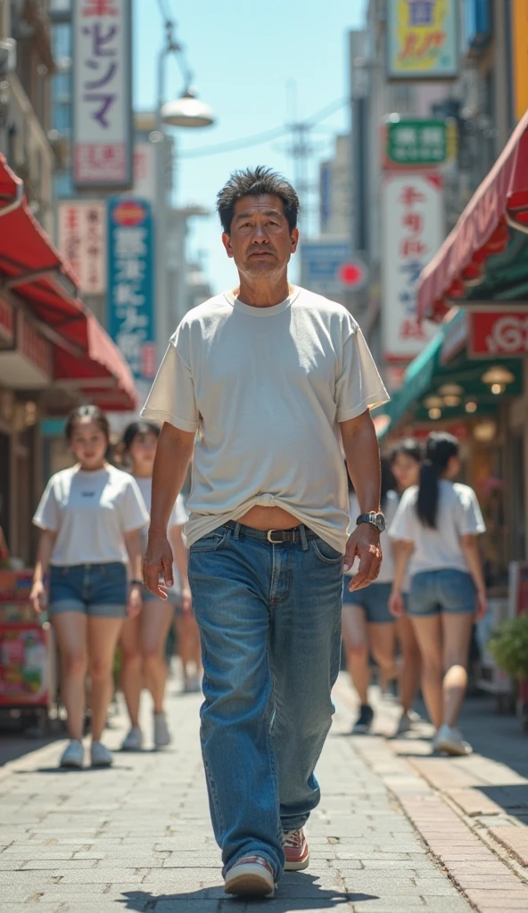 1980 portrait of Taiga Nakano, Japanese man, person as a fisherman in underwear, in Blade Runner, professional photography, Canon 5 0 mm, 4K, 2K, cinematic lighting, Masterpiece photography, Wes Anderson, film, Kodachrome, Polaroid,
