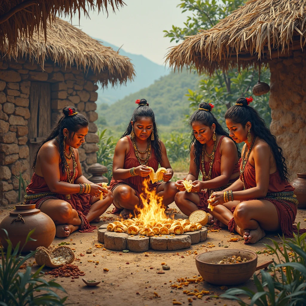 Colombian indigenous people cooking delicately