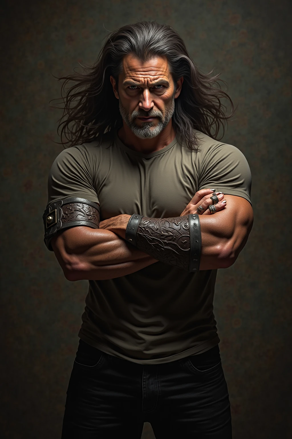 (((26 years old Clancy Brown))) as fit and burly Victor Kurgan with the 80's mohawk punk rock star hair style, the Immortal Highlander from Caucasian Kurgans, stands in a middle of New York City with his gigantic long sword waiting for someone to come, ultra sharp and crisp, oil on canvas painting in Don Lawrence art style, insanely detailed and intricate