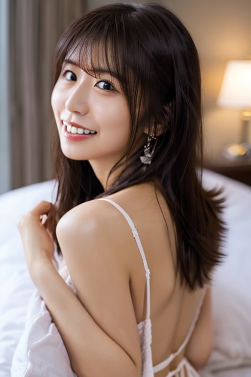 (8K、Raw photography、top-quality、masterpiece:1.2)、(realisitic、Photorealsitic:1.37)、ultra-detailliert、超A high resolution、女の子1人、see the beholder、beautifull detailed face、A smile、Constriction、(Slim waist) :1.3)、Beautiful detailed skin、Skin Texture、Floating hair、Professional Lighting、Whole human body、Longhaire、a blond、childs room、Bob Hair、Happy smile、White underwear、cleavage of the breast、de pele branca、E Cup Breast、Armpit poses、15yo student、Bob Hair、morning、big butts、Lace Material、cleavage of the breast、de pele branca