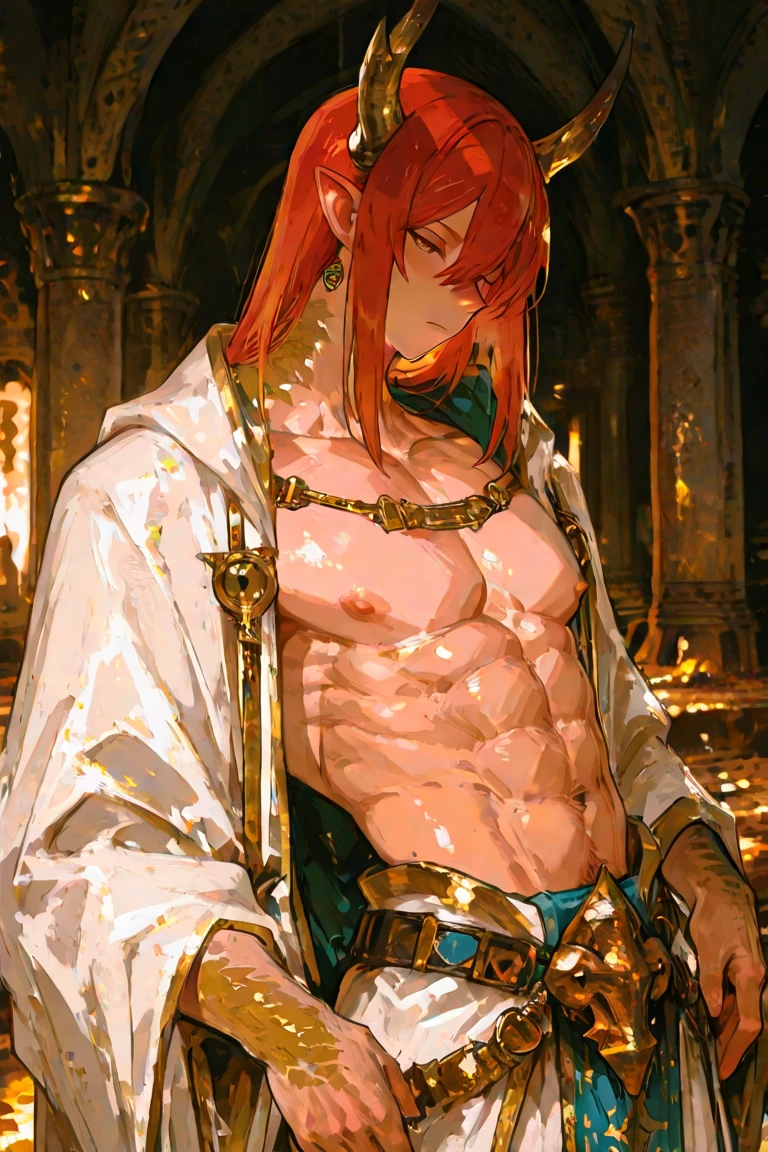 humanoid golem, stitches on the body, black skin, naïve look, guy, fluffy short hair, In full growth, Antique Clothing, Full-length, stitches on the neck and chest, Large bright eyes, Strong body, Bright hair color, Beautiful eyes